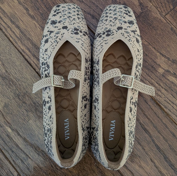 Vivaia Women's Square Toe Margot Mary Jane Ballet Flat Snakeskin Size 39.5 8.5 - Picture 4 of 9